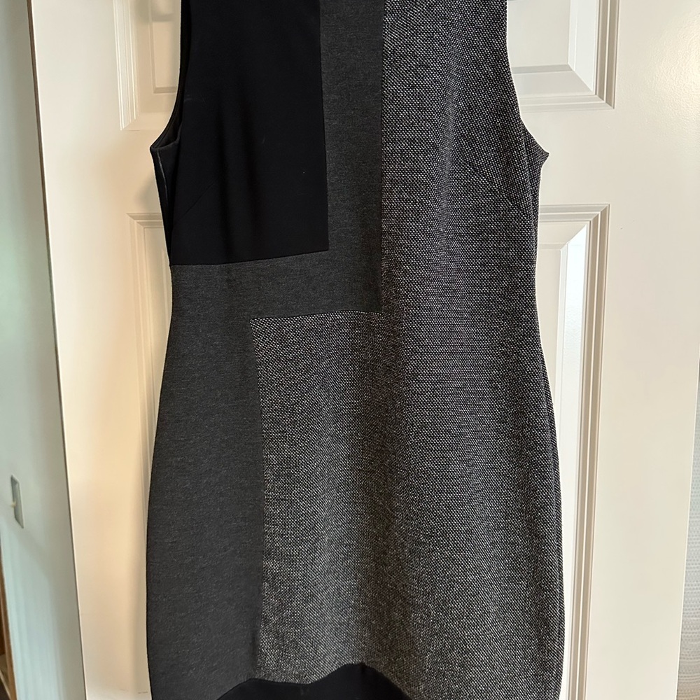 White House Black Market Black and Gray Knee-Length Dress